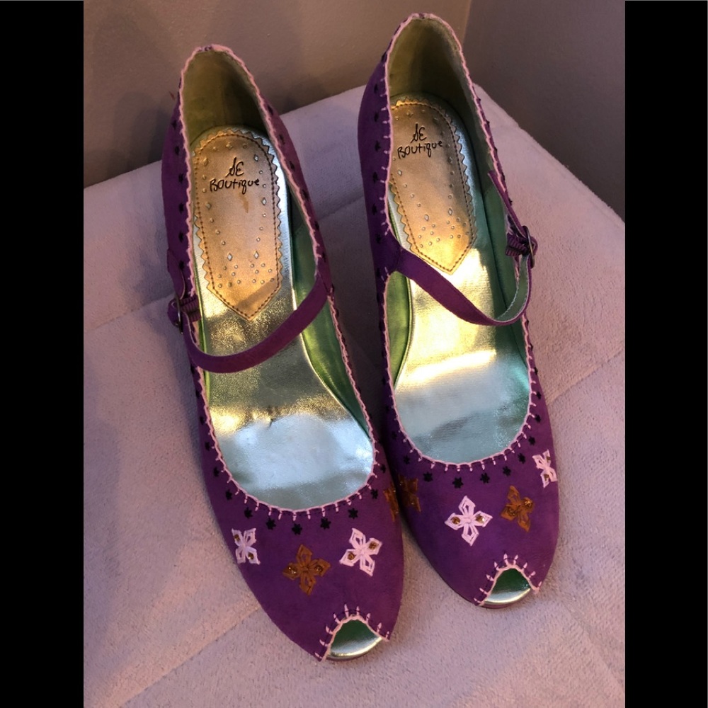 Purple Peep Toe Heels, size 11 NEW